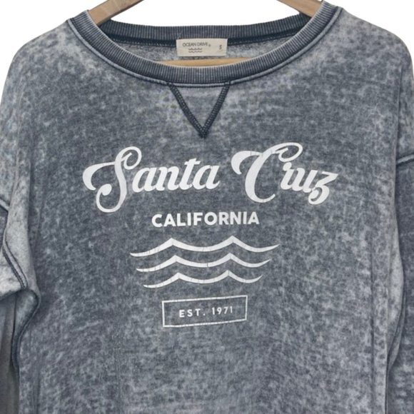 OCEAN DRIVE | Santa Cruz Graphic Sweatshirt with Rainbow Arm Detail | Size S - Picture 2 of 10